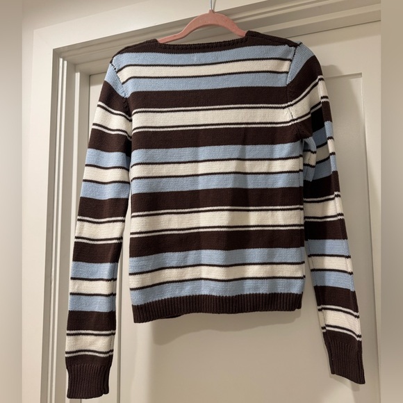 beginning boutique brown, blue, & white striped cardigan - Picture 10 of 10